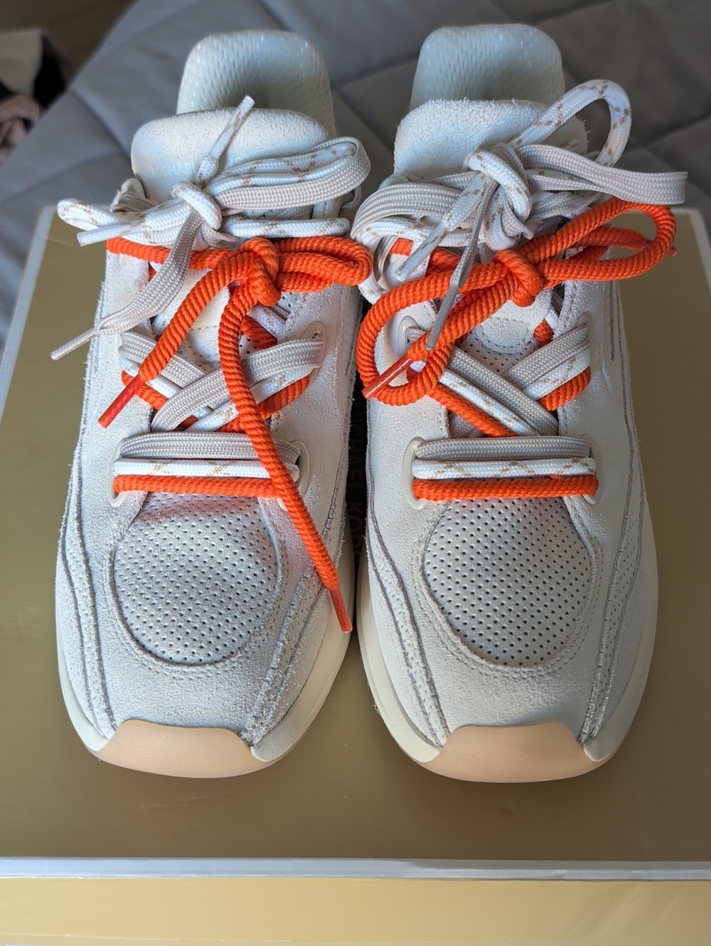 MICHAEL Michael Kors White Sneakers with Orange Accents
